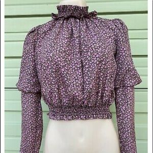 ZARA Cropped Puff Sleeve Pink Floral Top